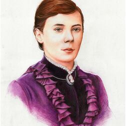 Porträt -  Junge Frau im Stil des 19. Jahrhunderts im mauvefarbenen Kleid - Zeichnung Buntstift auf Papier - Colorierung einer alten Fotografie