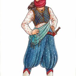 Illustration Orientalin - Frau in orientalischen Gewand für "Das Larp-Gewandungsbuch"