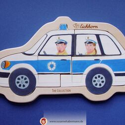 Kinderpuzzle mit Polizeiauto - Illustration für Eichhorn
