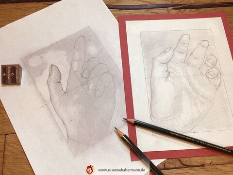 Bleistiftzeichnungen von Händen -  Zeichenkurs "Grundlagen des Zeichnens" mit Susanne Habermann Großraum Nürnberg - Landkreis Neustadt a. d. Aisch - Bad Windsheim