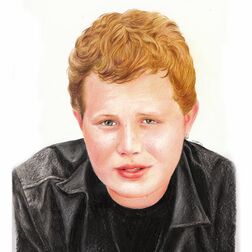 Porträt -  Junger Mann in Lederjacke - Zeichnung Buntstift auf Papier - fotorealistischer Stil - A4