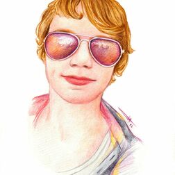 Porträt - Teenager mit Sonnenbrille - Zeichnung Buntstift auf Papier - Portraits zeichnen lassen