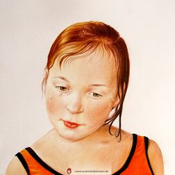 Porträt - Junges Mädchen - Zeichnung Buntstift auf Papier - fotorealistischer Stil - A4