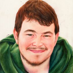 Porträt -  Junger Mann  - Zeichnung Buntstift auf Papier - fotorealistischer Stil - A4