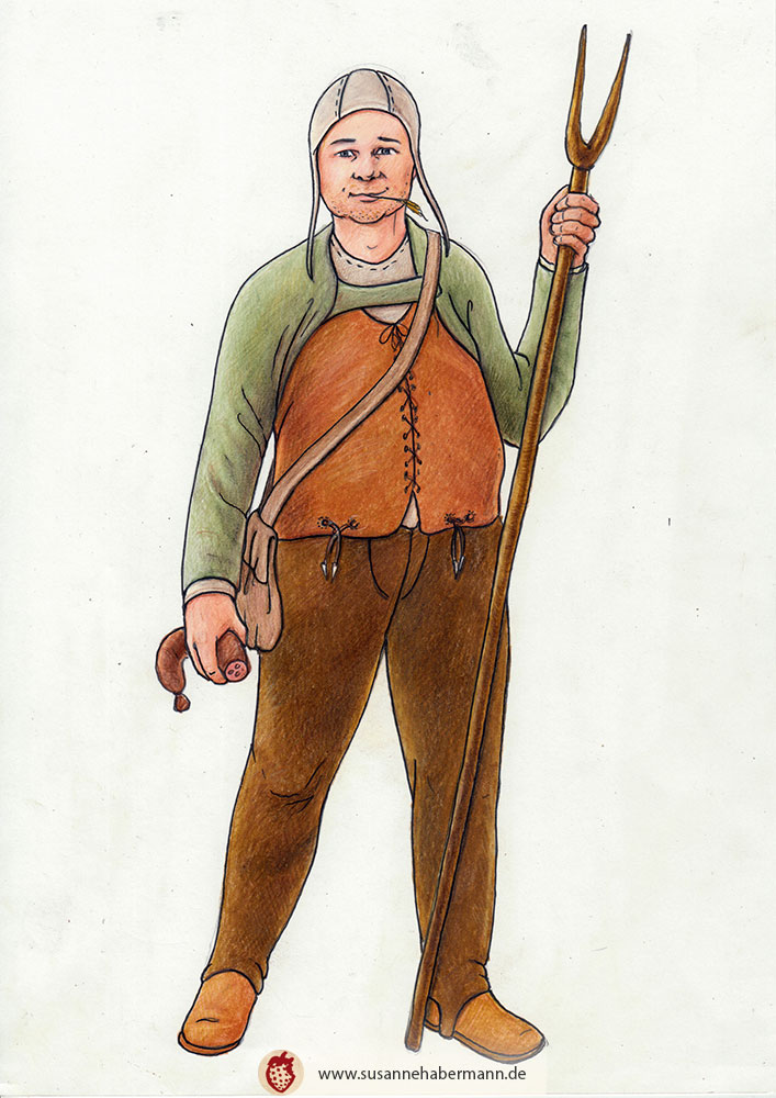 Illustration Knecht - Mann in mittelalterlicher Gewandung für "Das Larp-Gewandungsbuch"