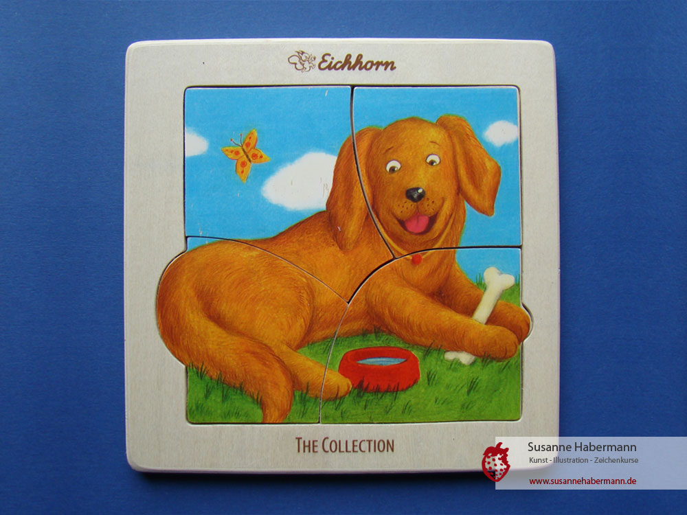 Kinderpuzzle mit Hund - Illustration für Eichhorn