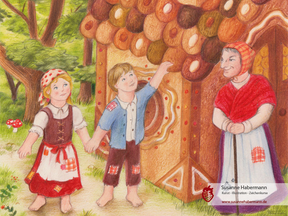 Illustration für Eichhorn - Hänsel und Gretel am Lebkuchenhaus