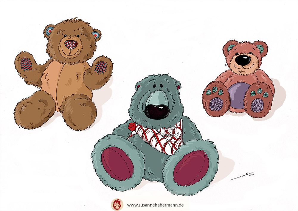 Illustration Maskottchen - drei Teddybären