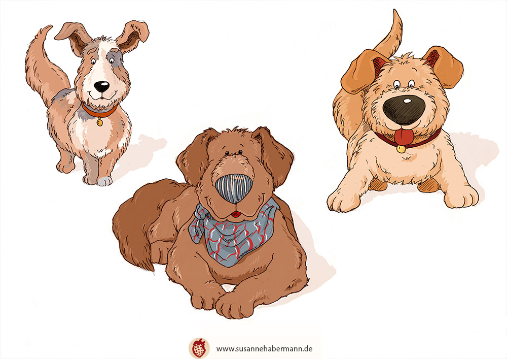 Illustration Maskottchen - drei Hunde